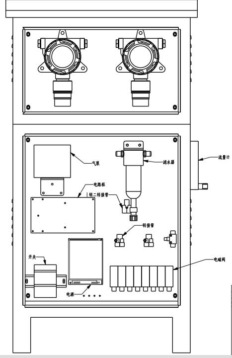 多通道泵吸式异丙胺气体检测仪网络版内部装配图